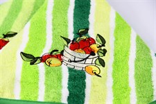 Рушник махр з вишивкою d 60см Яблуко салатовий/смужки 420г/м2 - фото 29684