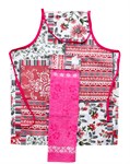 Набір для кухні IzziHome FLOWERS Фартух + Рушник махр.30*50 рожевий 350 г/м2